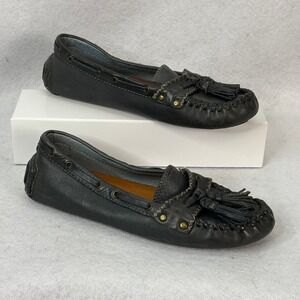 Patricia Nash Domenica Blue Gray Leather Driving Moccasins Womens 10 Tassel Cozy